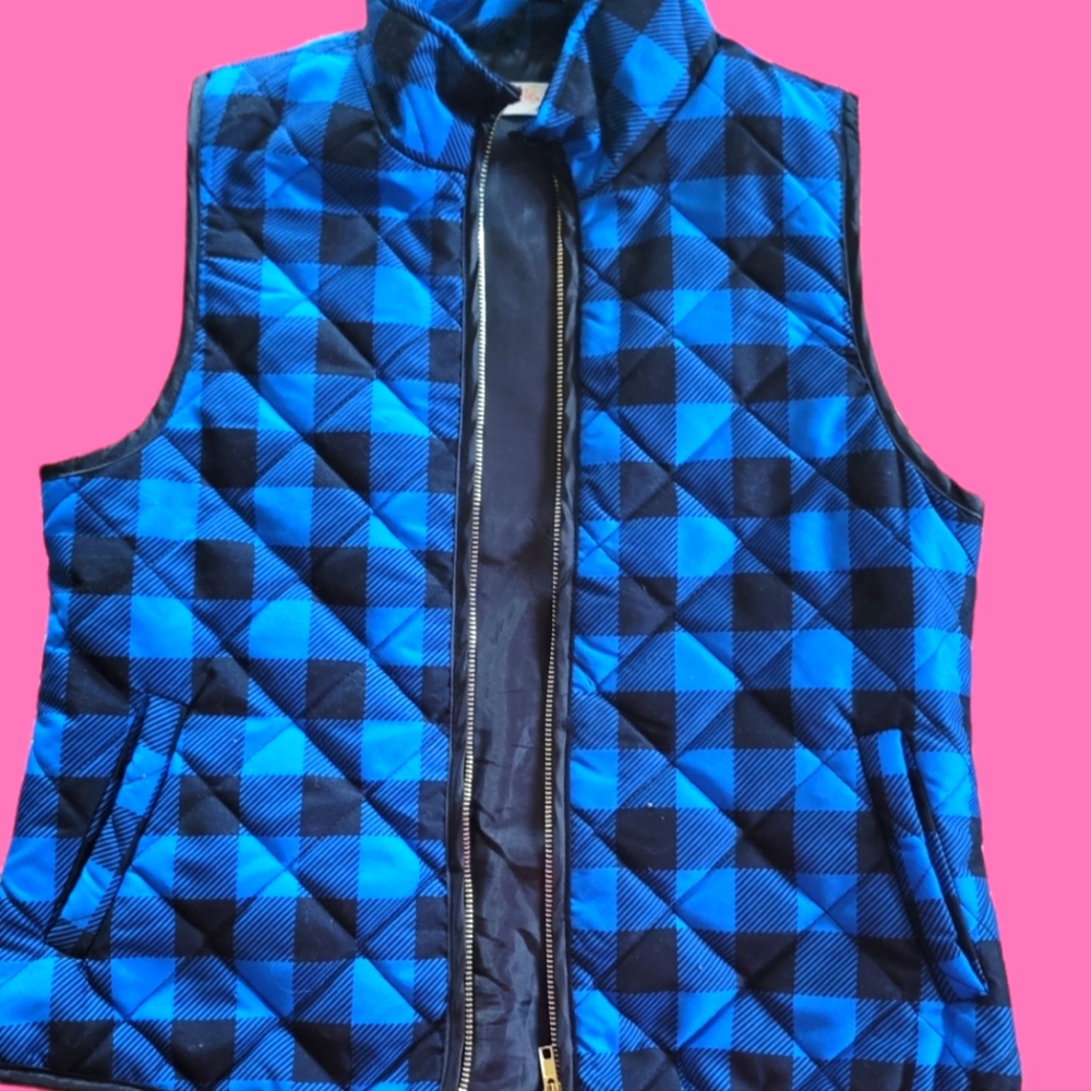 SI STYLE SIZE SMALL BLUE/BLACK CHECKERED VEST - Picture 3 of 4